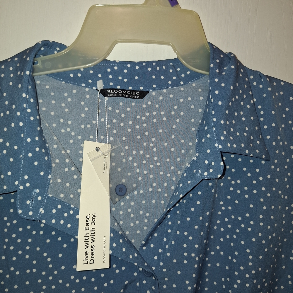 NWT / BloomChic Polka Dot Midi Dress in Blue and White / Size 18 -20 - Picture 4 of 13